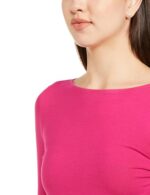 Marks & Spencer Cotton Mix Plain Boat Neck Top - Image 4
