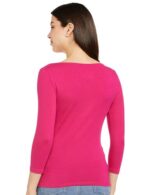 Marks & Spencer Cotton Mix Plain Boat Neck Top - Image 3