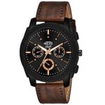 SWADESI STUFF Black Dial Brown Leather Strap Stylish Analog Watch for Men - Image 2