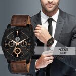 SWADESI STUFF Black Dial Brown Leather Strap Stylish Analog Watch for Men - Image 6
