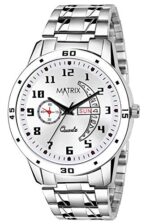 Matrix Blue, Black & Silver Dial, Day & Date Functioning, Stainless Steel Strap Analog Watch for Men & Women - Image 2