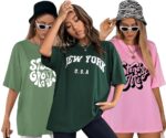 London Hills Women Printed Round Neck Oversized T-Shirt | Loose Fit Drop Shoulder T-Shirt Pack of 3 - Image 2